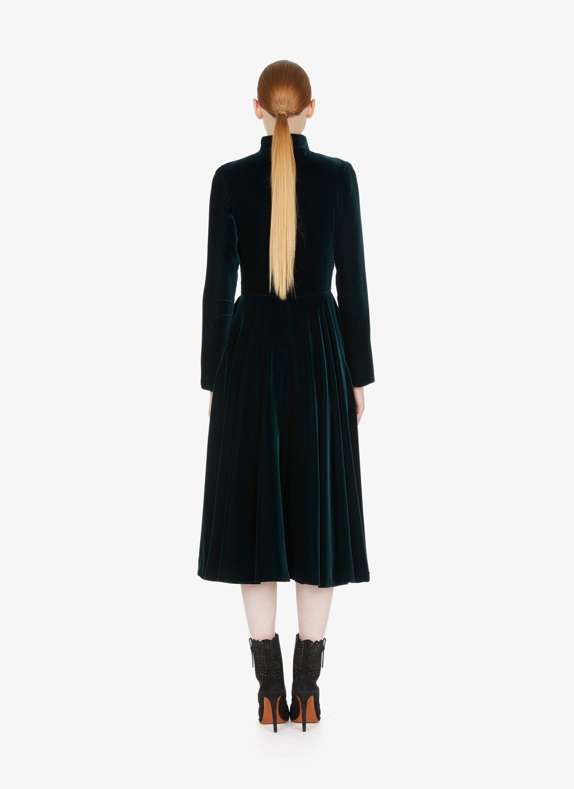 Velvet flowing maxi dress - Forest