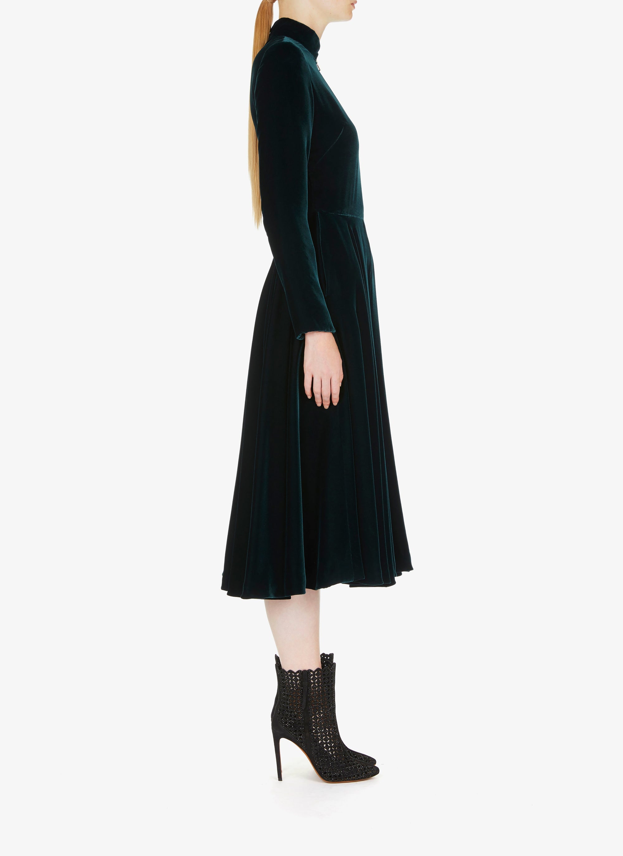 Velvet flowing maxi dress - Forest