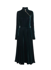Velvet flowing maxi dress - Forest