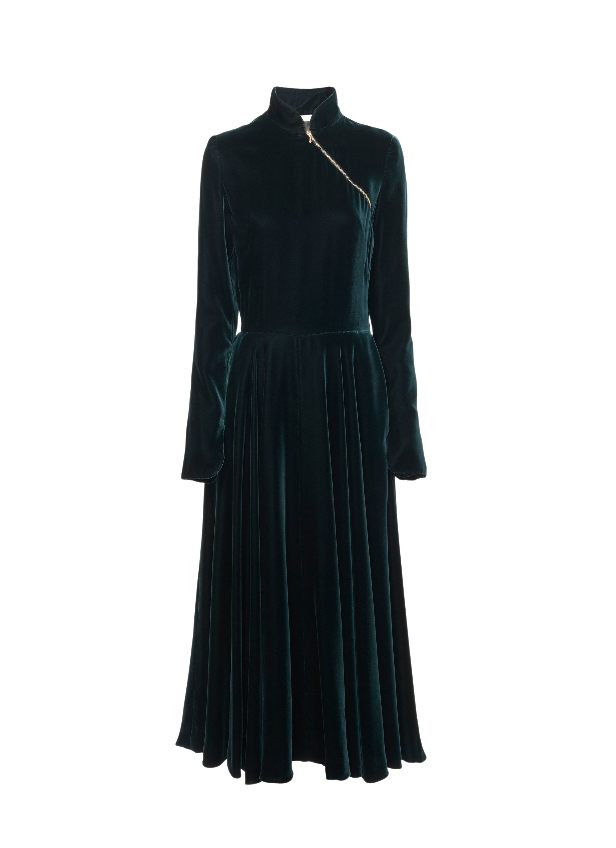 Velvet flowing maxi dress - Forest