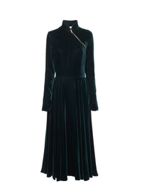 Robe longue fluide en velours - Foret