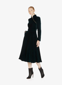 Robe longue fluide en velours - Foret