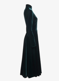 Robe longue fluide en velours - Foret