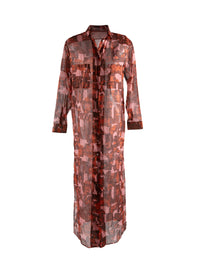 Robe chemise longue en transparence - Rose & Rouge