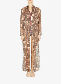 Sheer flowing shirt dress - Chair & Beige
