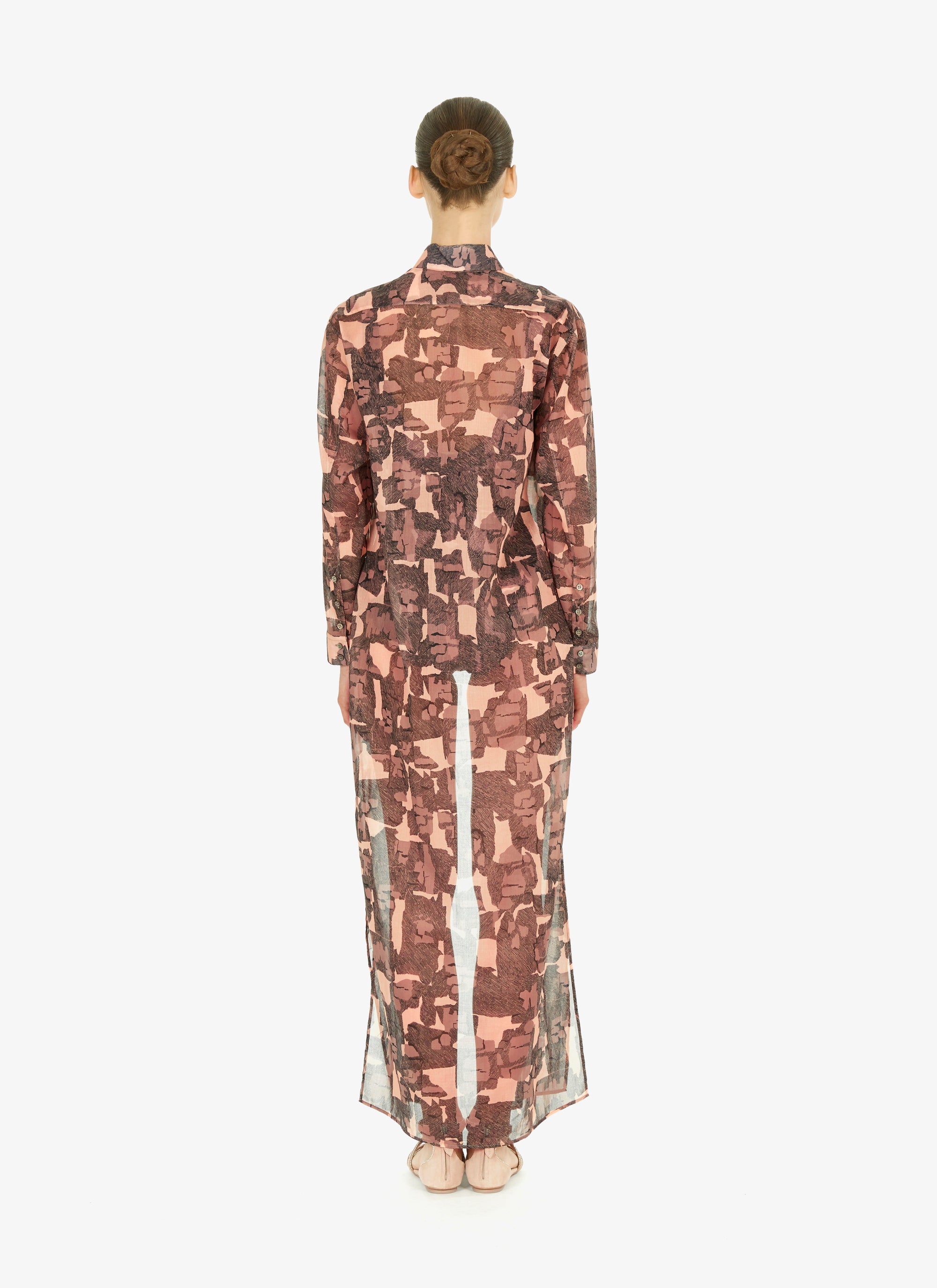 Sheer flowing shirt dress - Chair & Beige
