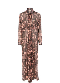 Sheer flowing shirt dress - Chair & Beige