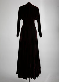Robe longue en velours léger - Cerise