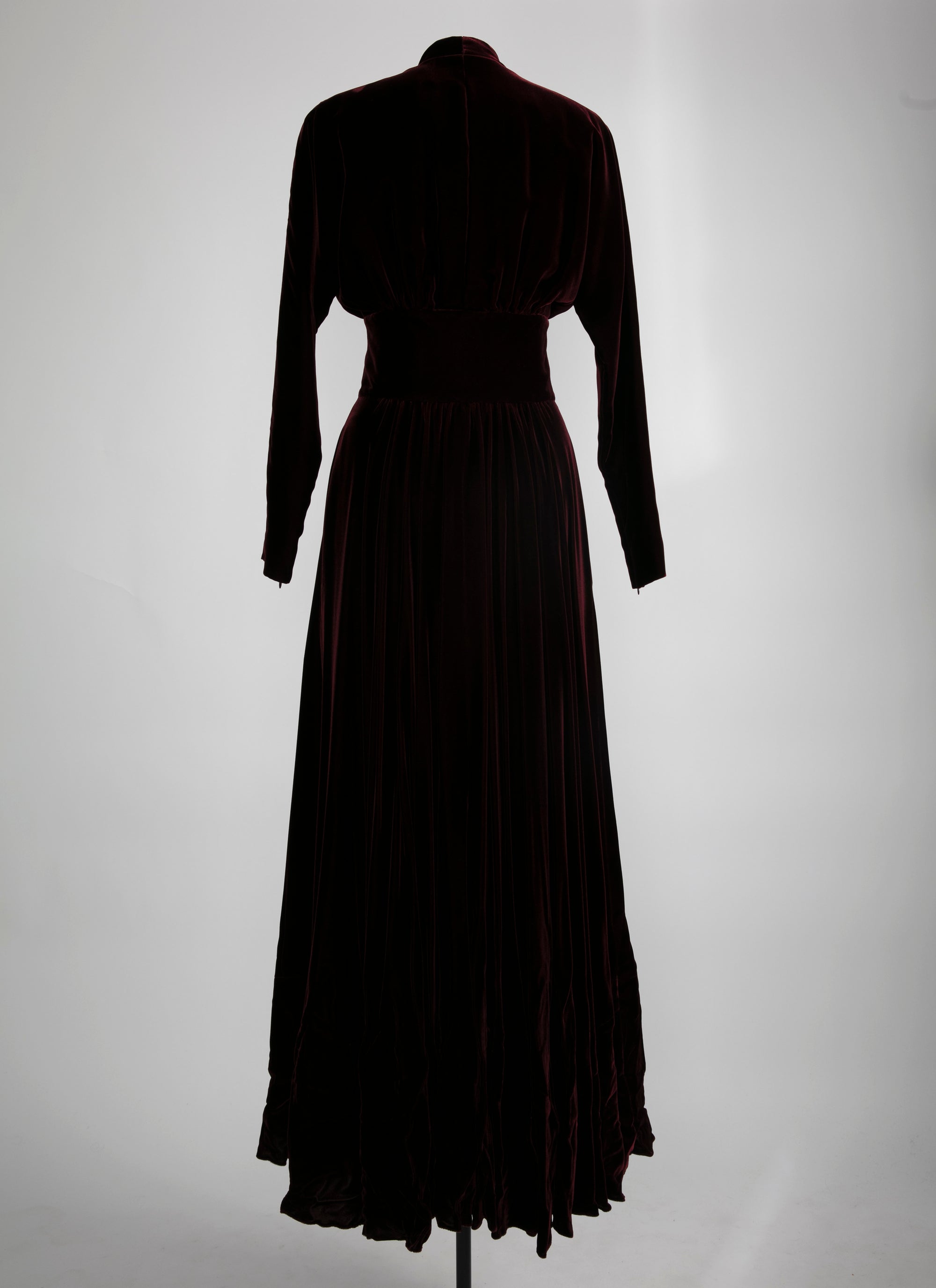 Robe longue en velours léger - Cerise