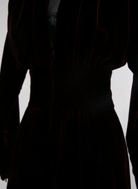 Robe longue en velours léger - Cerise