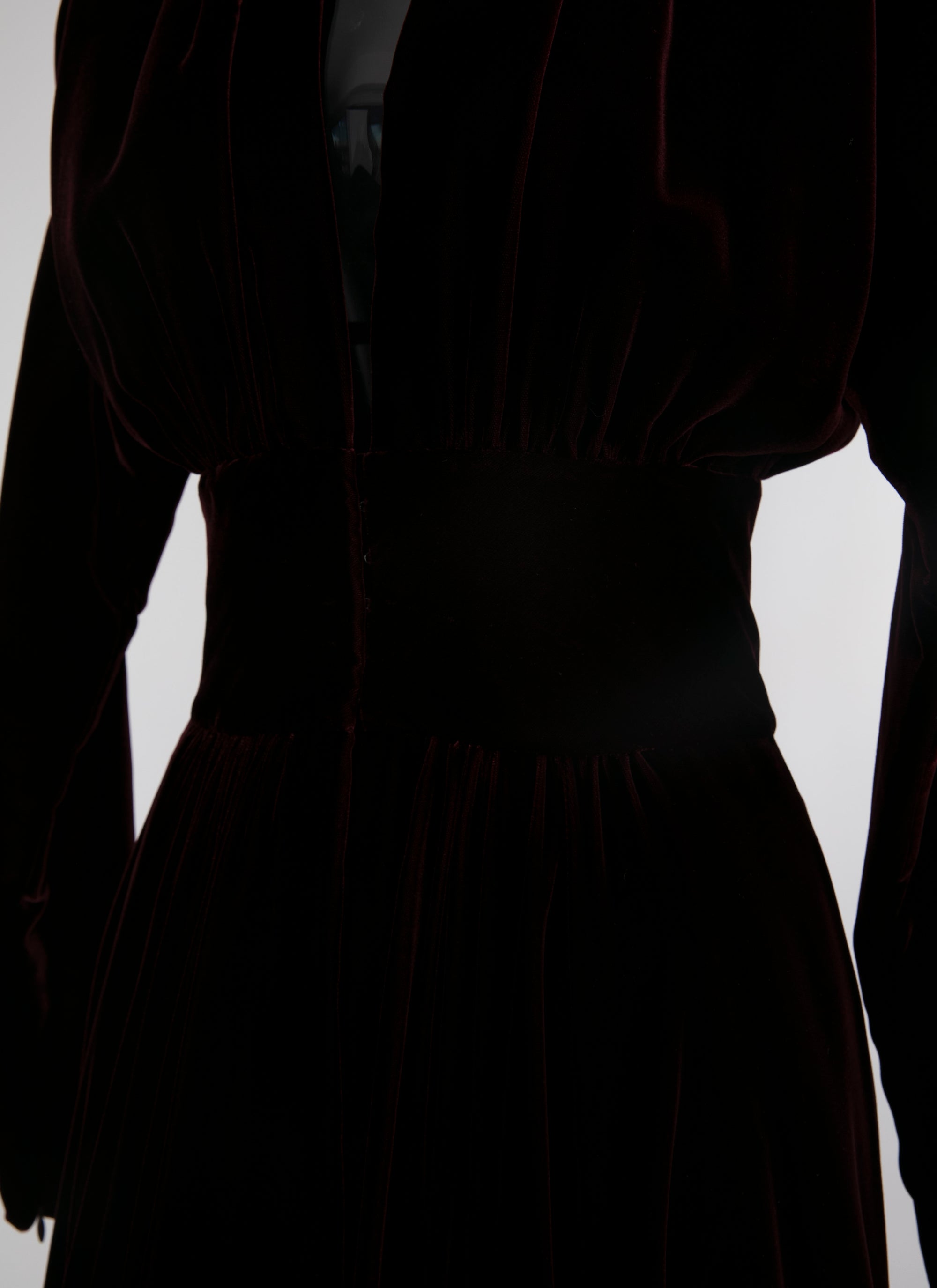 Robe longue en velours léger - Cerise