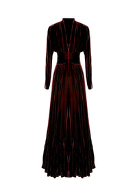 Robe longue en velours léger - Cerise