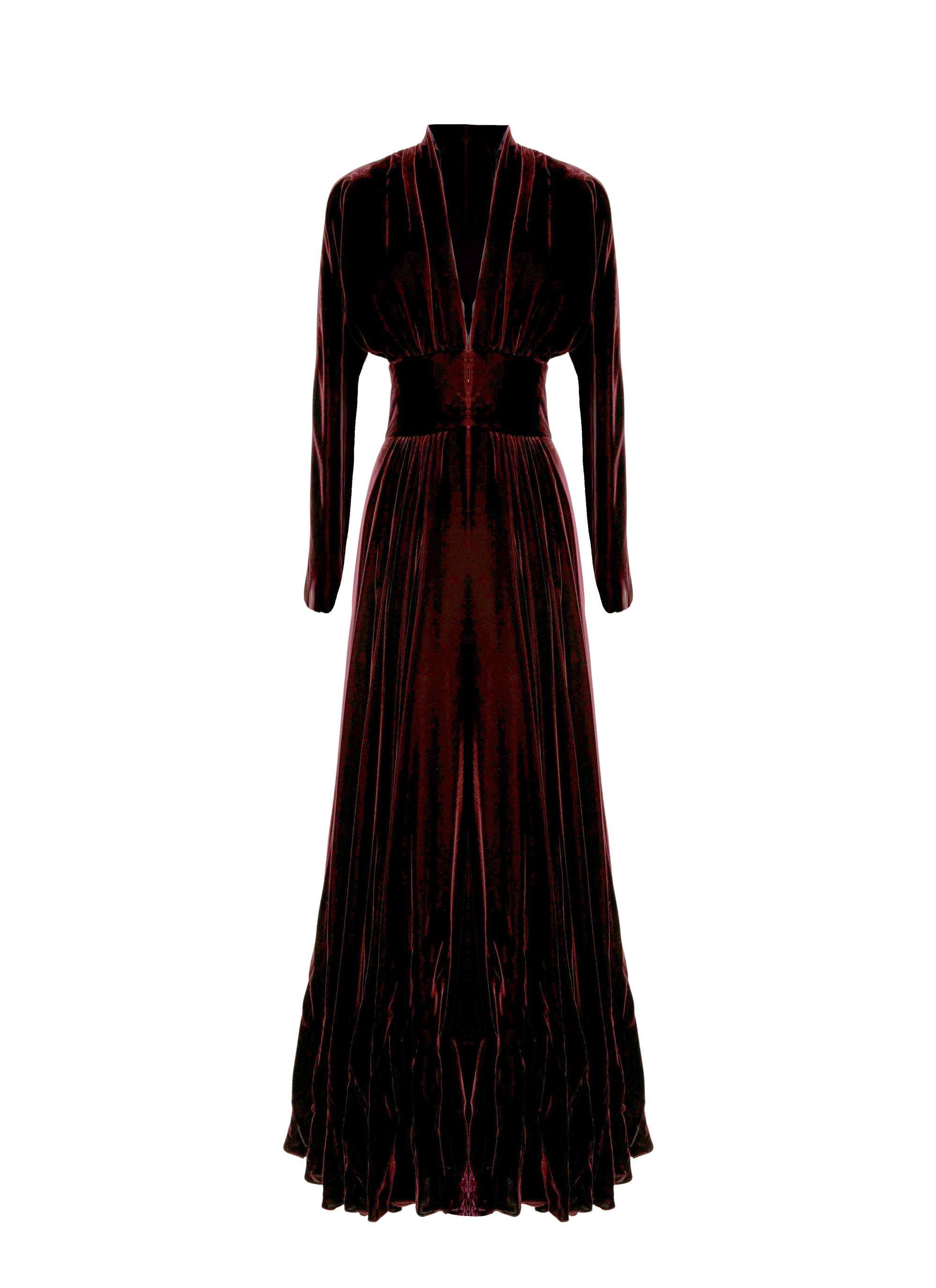 Robe longue en velours léger - Cerise