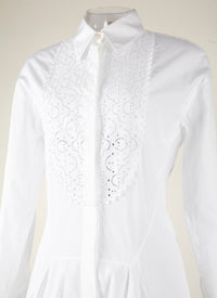 Robe à manches longues plastron - Blanc