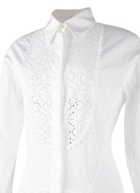 Robe à manches longues plastron - Blanc