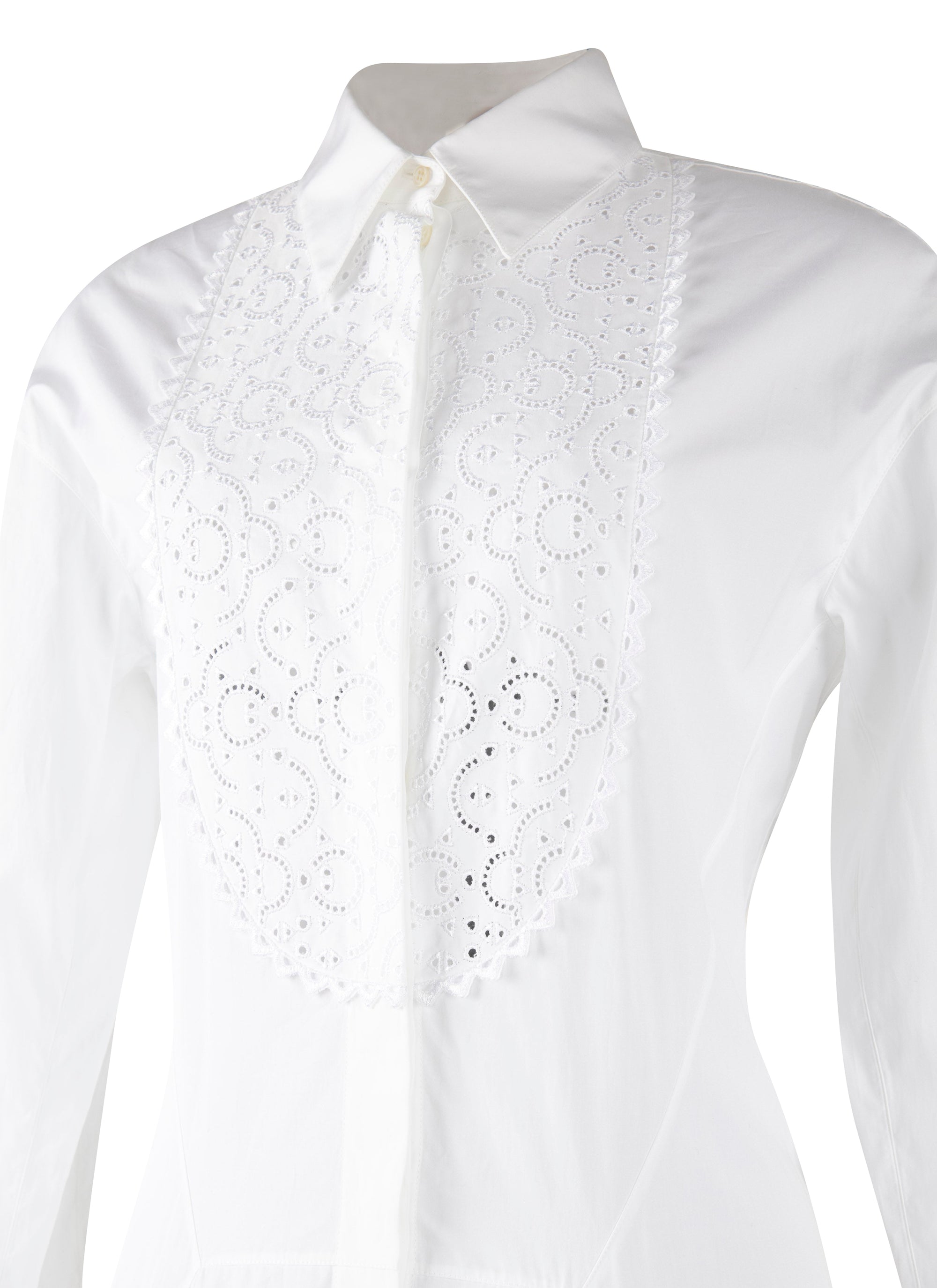 Robe à manches longues plastron - Blanc