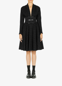 Robe évasée à imprimé graphique en laine - Noir