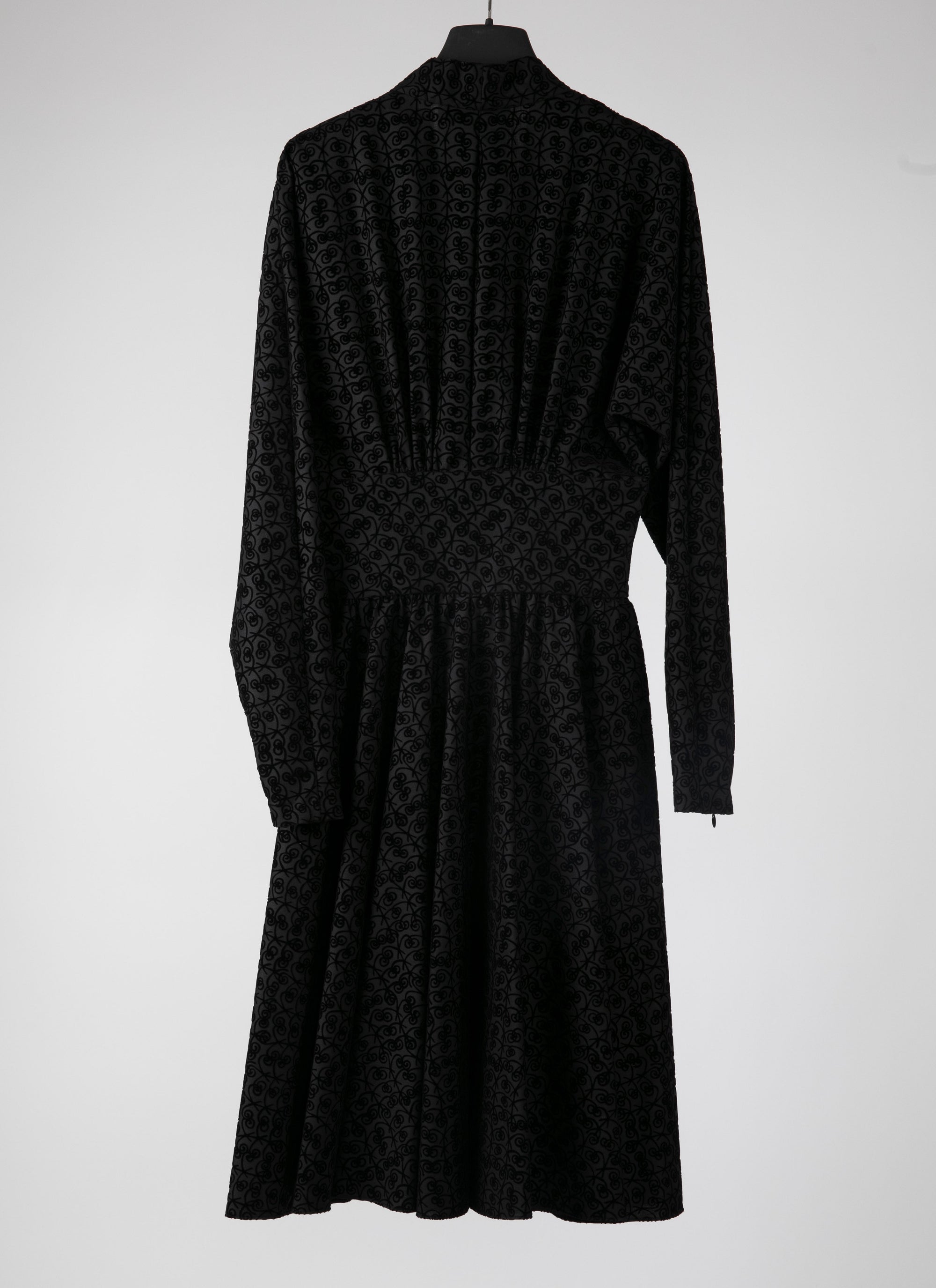 Robe évasée à imprimé graphique en laine - Noir