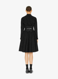 Robe évasée à imprimé graphique en laine - Noir