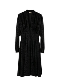 Robe évasée à imprimé graphique en laine - Noir