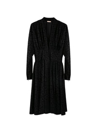 Robe évasée à imprimé graphique en laine - Noir