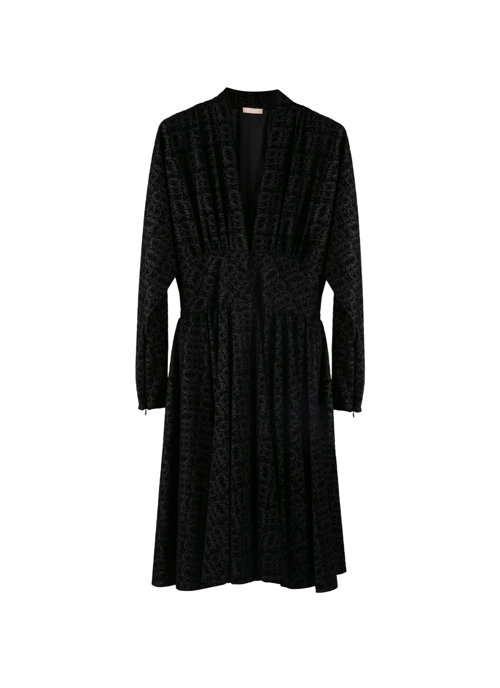Robe évasée à imprimé graphique en laine - Noir