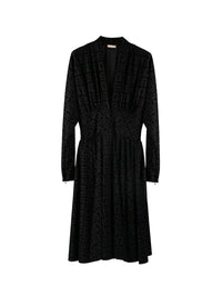 Robe évasée à imprimé graphique en laine - Noir