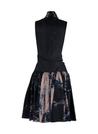 Silk floral print flared dress - Blue & Flesh