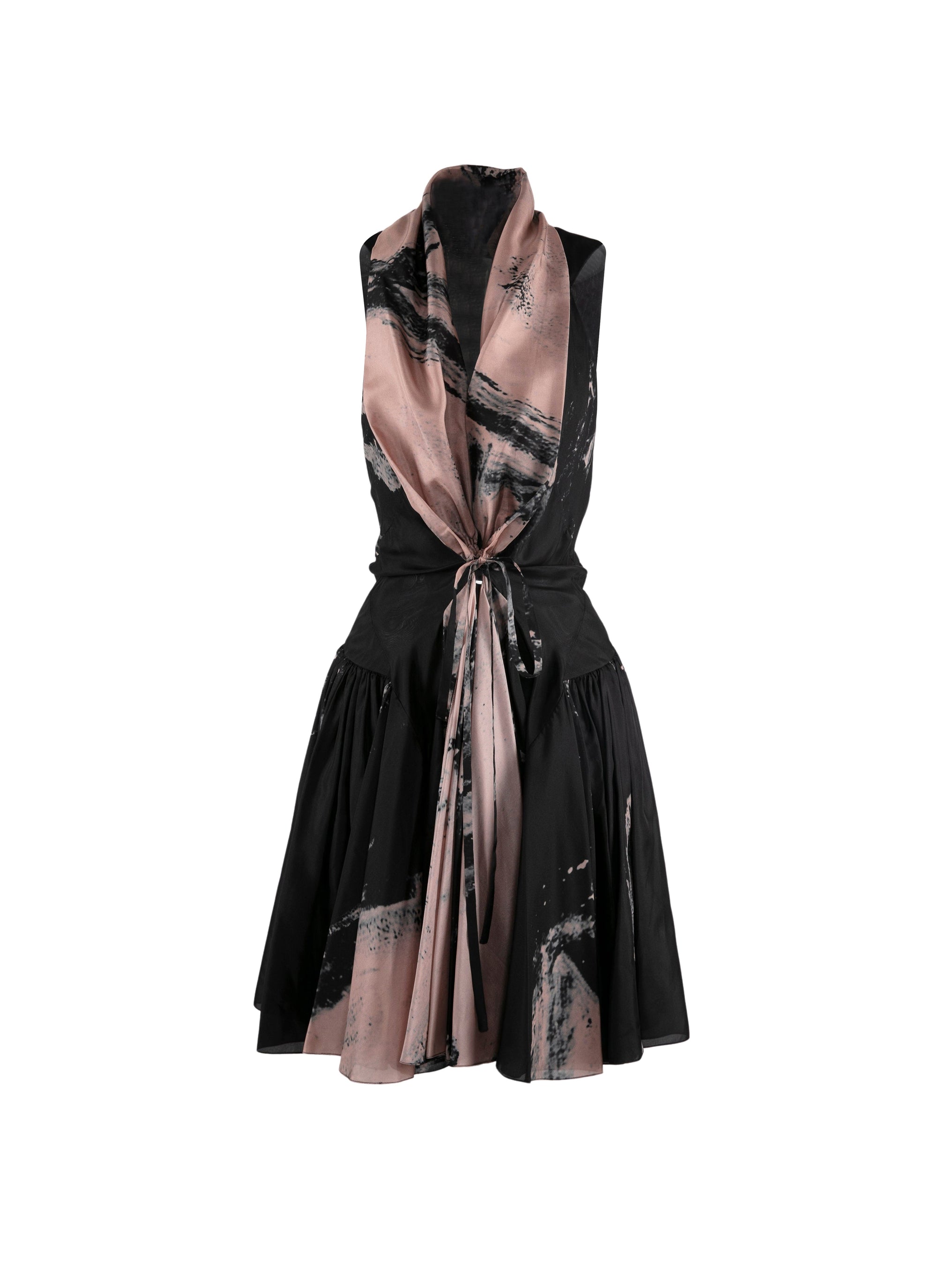 Robe évasée à imprimé floral en soie - Noir & Chair
