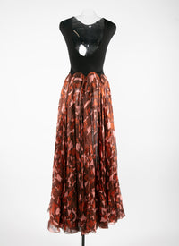 Robe longue plissée en soie - Rose & Rouge
