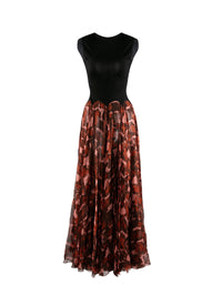 Robe longue plissée en soie - Rose & Rouge