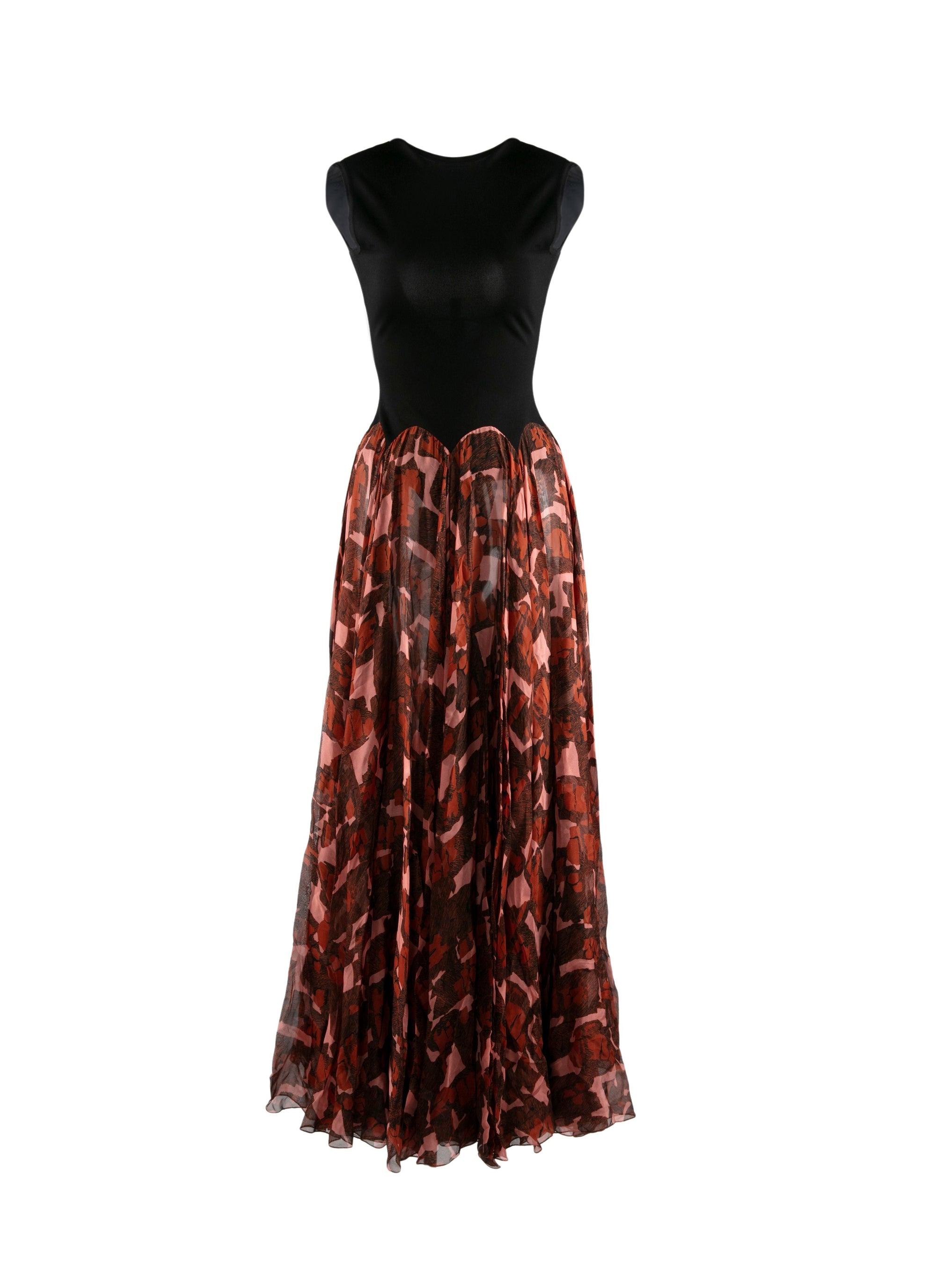 Robe longue plissée en soie - Rose & Rouge