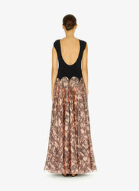 Pleated silk maxi dress - Chair & Beige