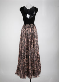 Pleated silk maxi dress - Chair & Beige