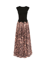 Pleated silk maxi dress - Chair & Beige