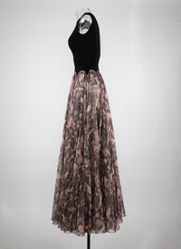 Pleated silk maxi dress - Chair & Beige