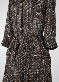 Robe chemise longue imprimée - Kaki & Noir