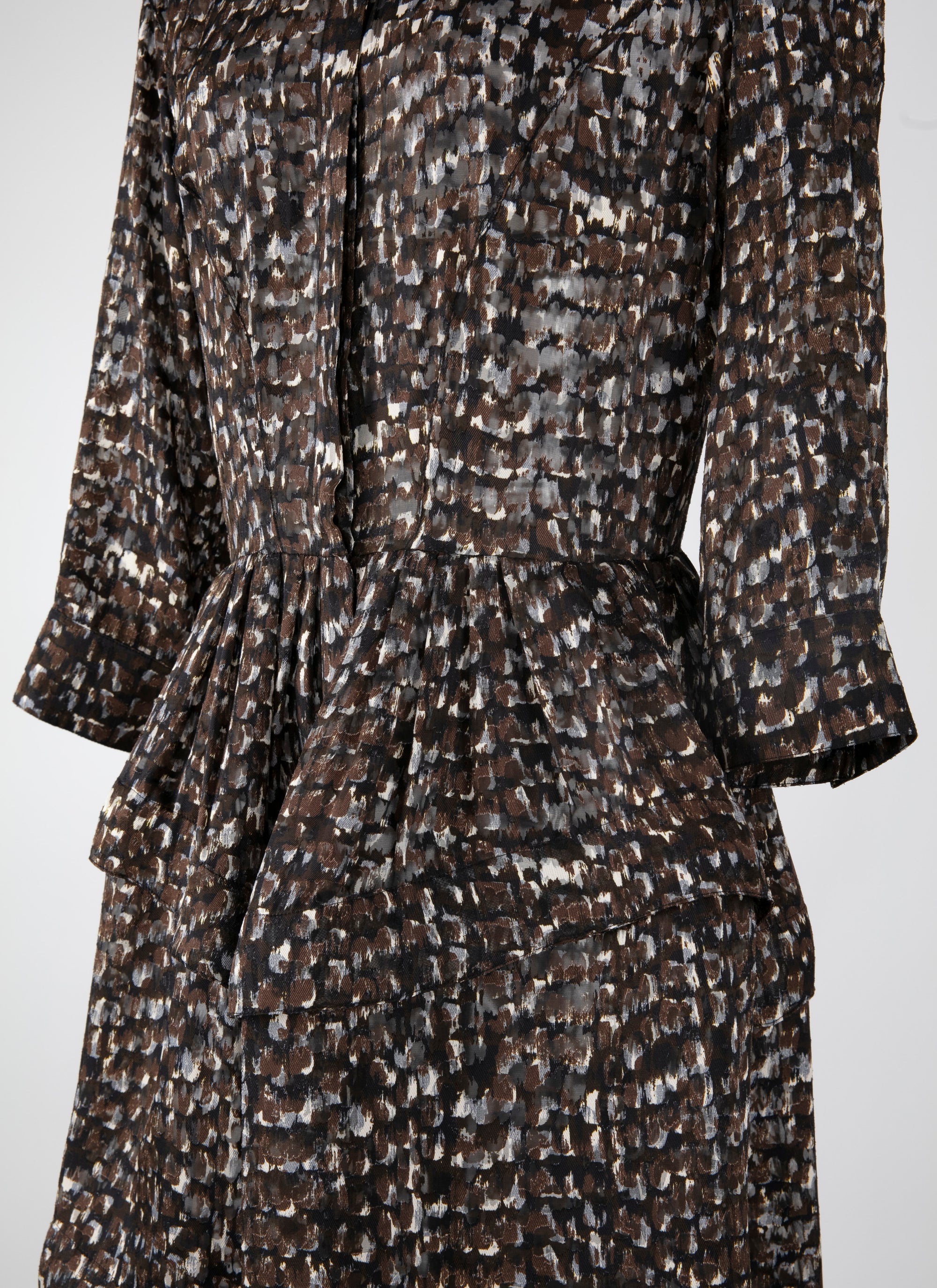Robe chemise longue imprimée - Kaki & Noir