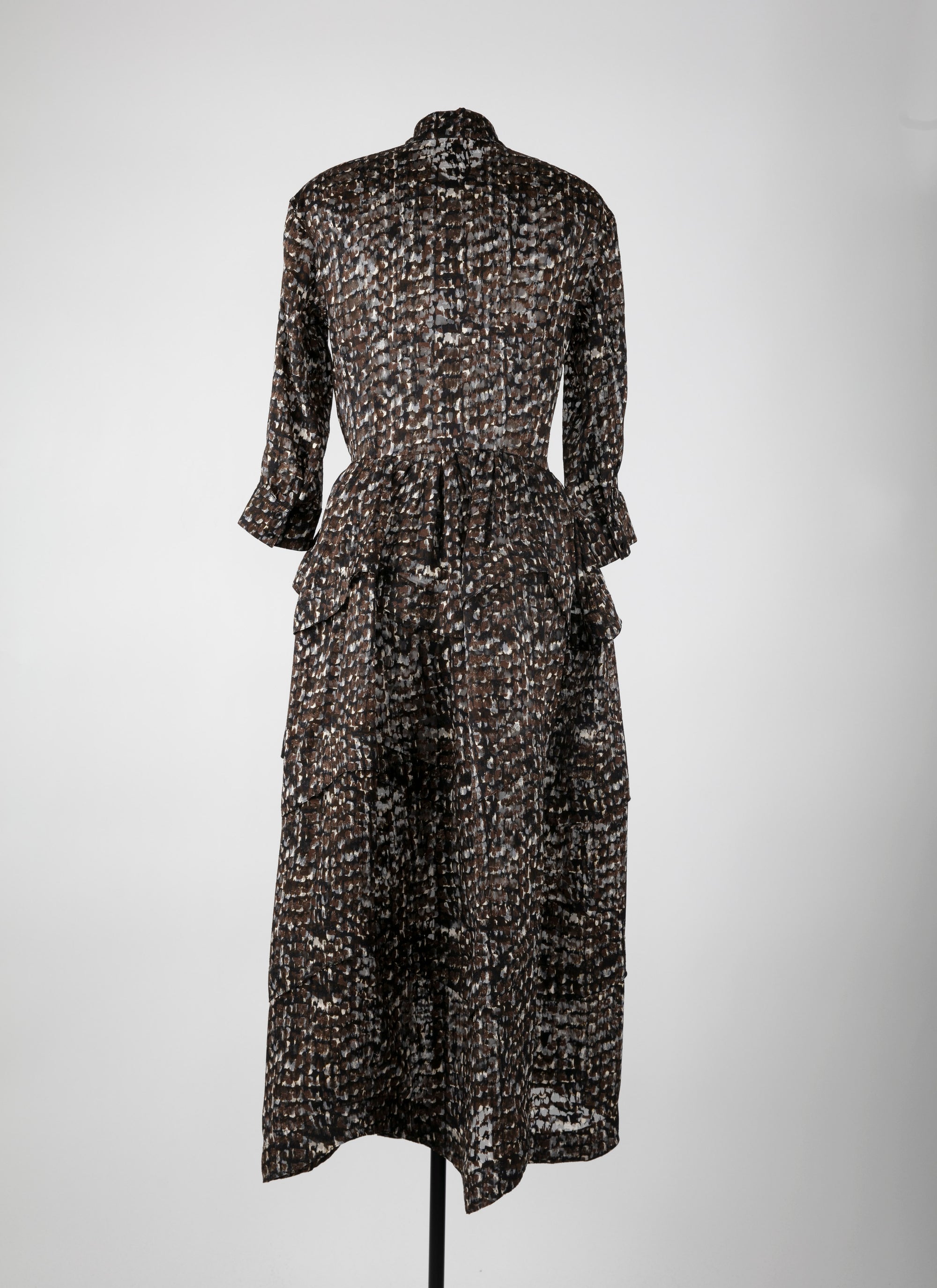 Robe chemise longue imprimée - Kaki & Noir