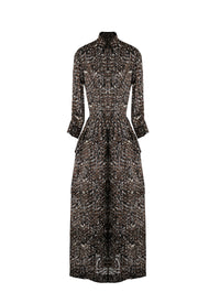 Robe chemise longue imprimée - Kaki & Noir