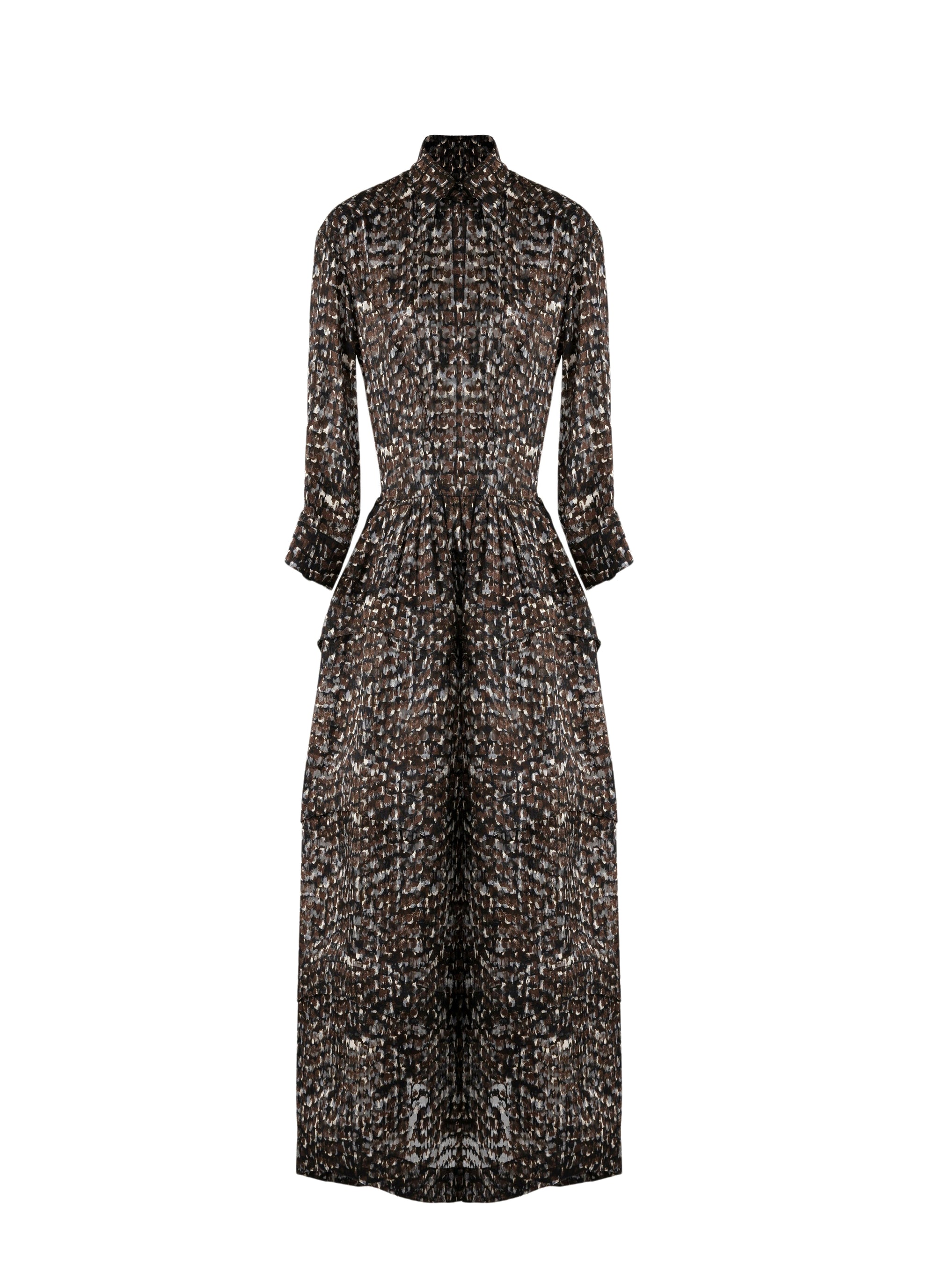 Robe chemise longue imprimée - Kaki & Noir