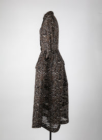 Robe chemise longue imprimée - Kaki & Noir