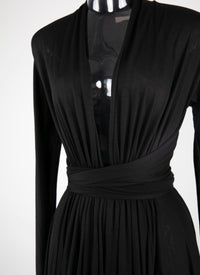 Long dress with long sleeves in wool - Black intense