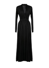 Long dress with long sleeves in wool - Black intense