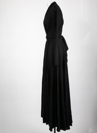 Long dress with long sleeves in wool - Black intense