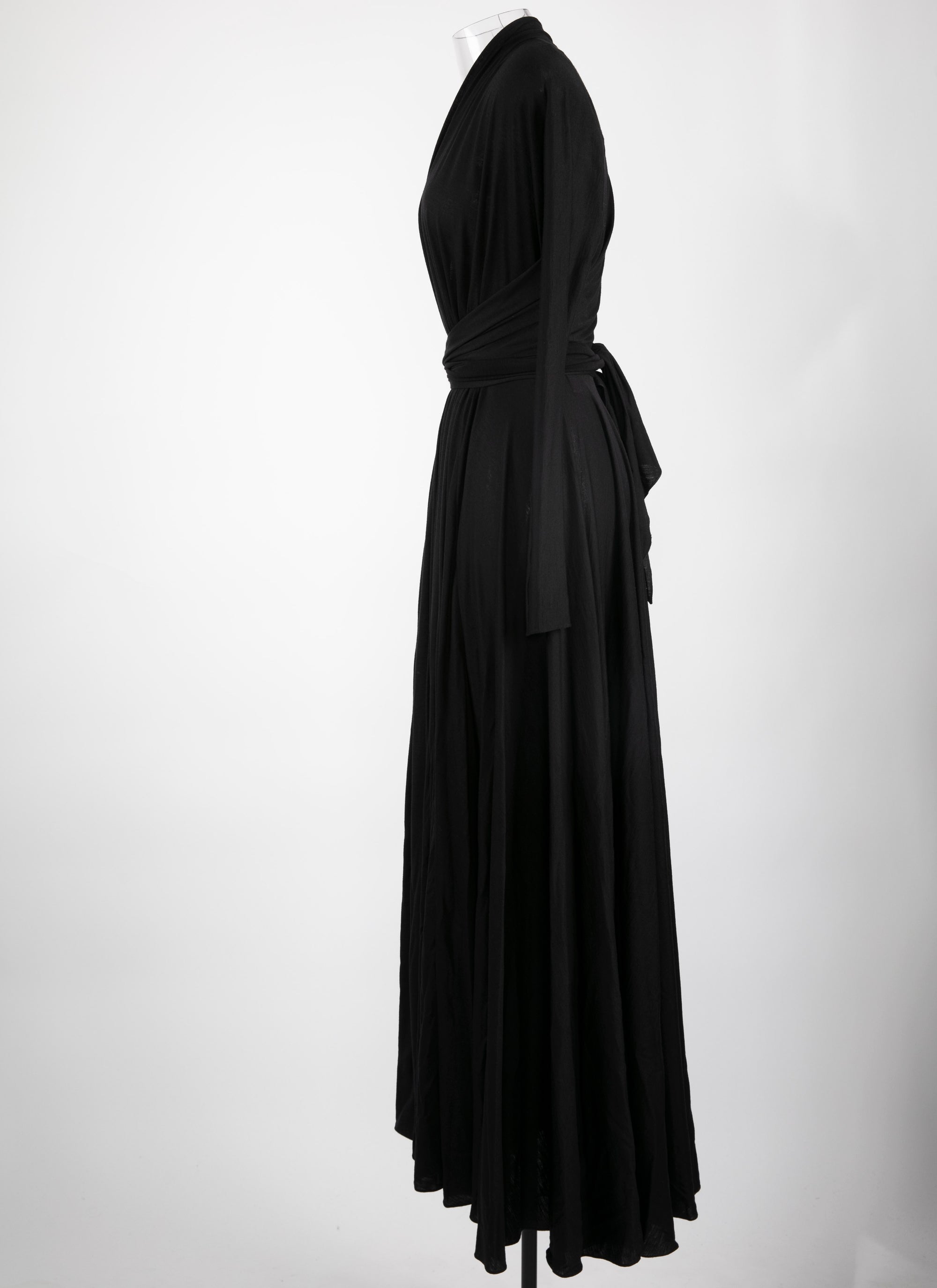 Long dress with long sleeves in wool - Black intense