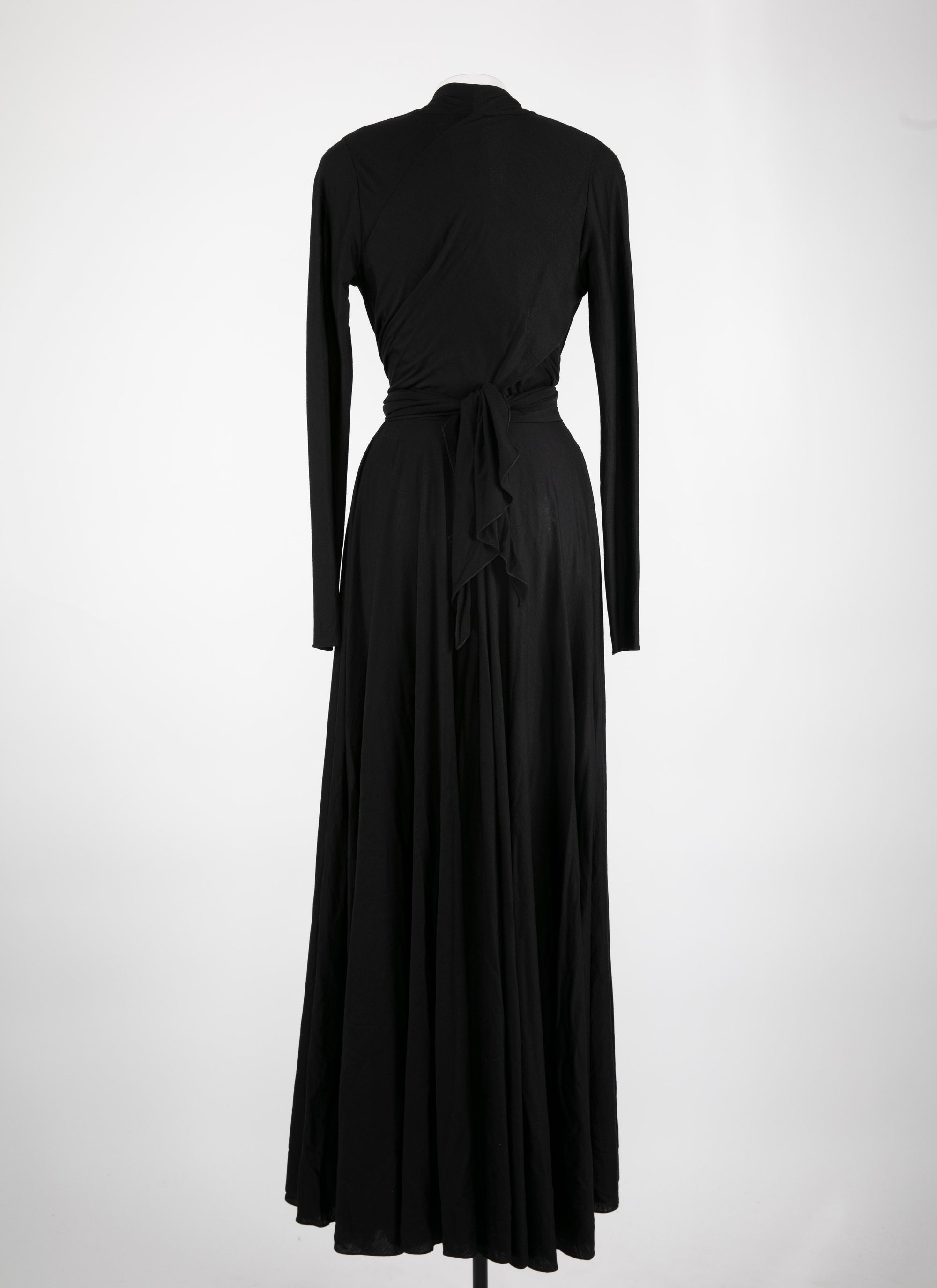 Long dress with long sleeves in wool - Black intense