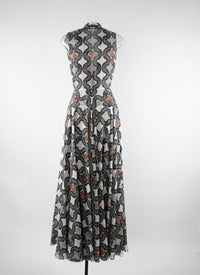 Robe longue à col en v profond en soie - Ivoire & Noir