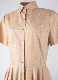 Robe longue chemise à manches courtes - Chair