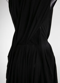 Long sleeveless dress with zip collar - Black intense